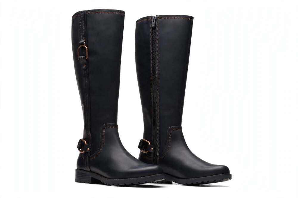 Size 7 - Clarks Aspra Hi Knee High Riding Boots Black Leather 2617495 - Equestri
